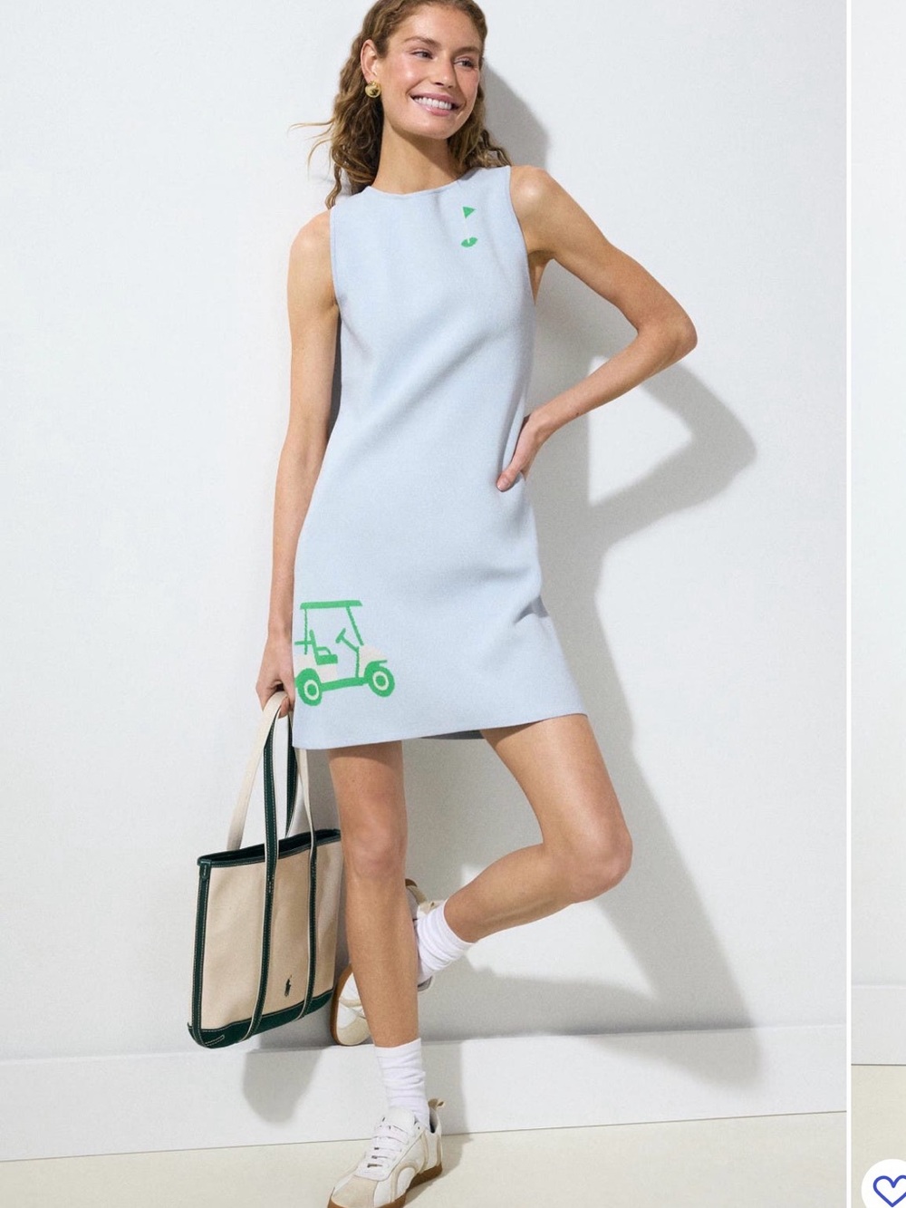 525 America Pale Blue Sleeveless Shift Dress with Green Graphic